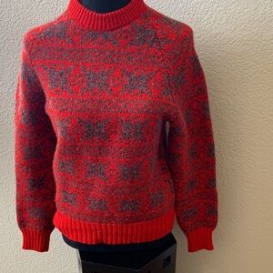 Neva McIntosh Red and Gray Wool Women's Sweater